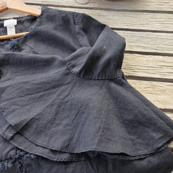 Vintage Chico's Sz 2 (L) Kimono Style Linen Jacket w/Bell Sleeves & Frayed Edge - Picture 11 of 12